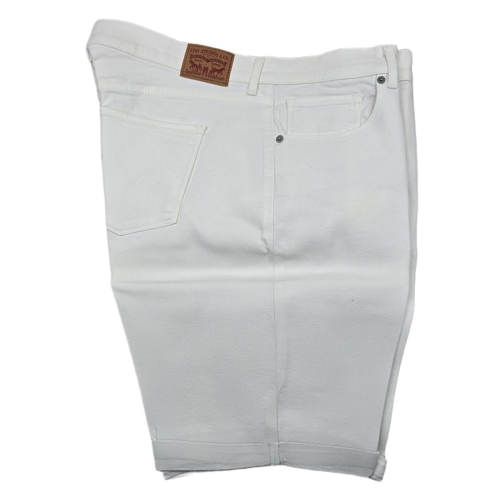 Levi's Denim Shorts Women 33 White Jean Cotton Stretch Cuffed‎ Mid Length